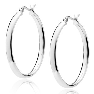 Cercei rotunzi argint Ø30 mm x 3 mm Classic Hoops DiAmanti KHV330R-DIA (Argint 925‰ 3,8 g.)